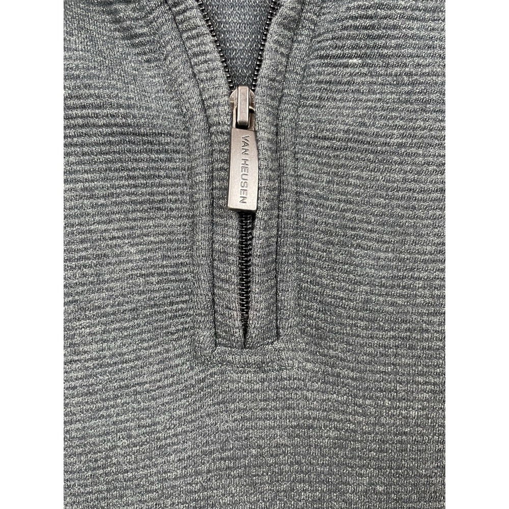 Van Heusen Flex Mens Quarter-Zip Pullover Shirt 4XLT Big & Tall Gray Minimalist - Picture 10 of 14
